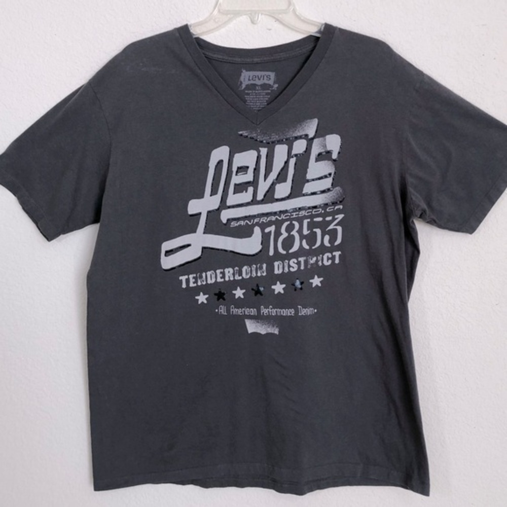 Levi's Gray Short Sleeve V Neck Graphic T-Shirt  XL